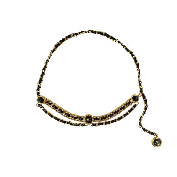 Chanel Vintage CC Leather Chain Belt - Picture 1 of 6